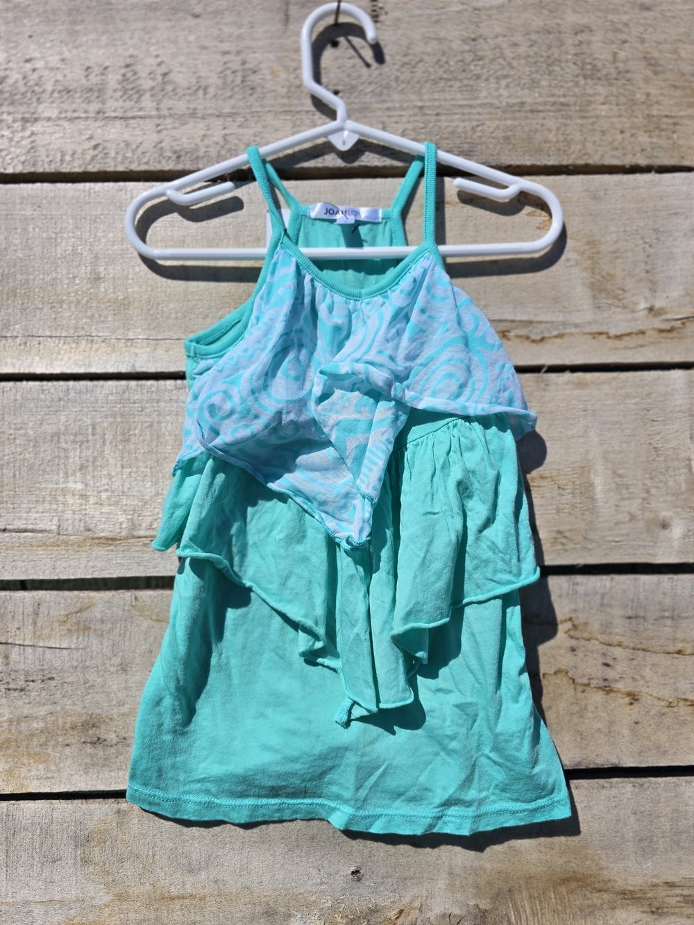 Joah Love Flouncy Aqua Layered Ruffle Tank for Girls